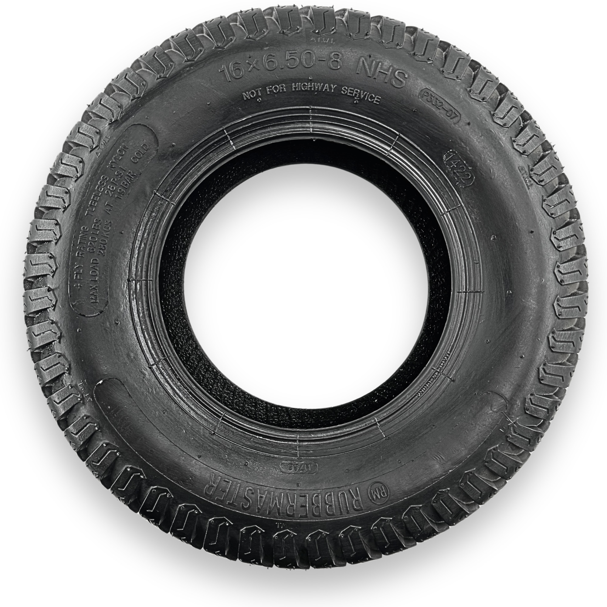 RubberMaster, S-Turf 4 Ply Tire 16x6.50-8 Tire Diameter 16.14 in, Model# 450305